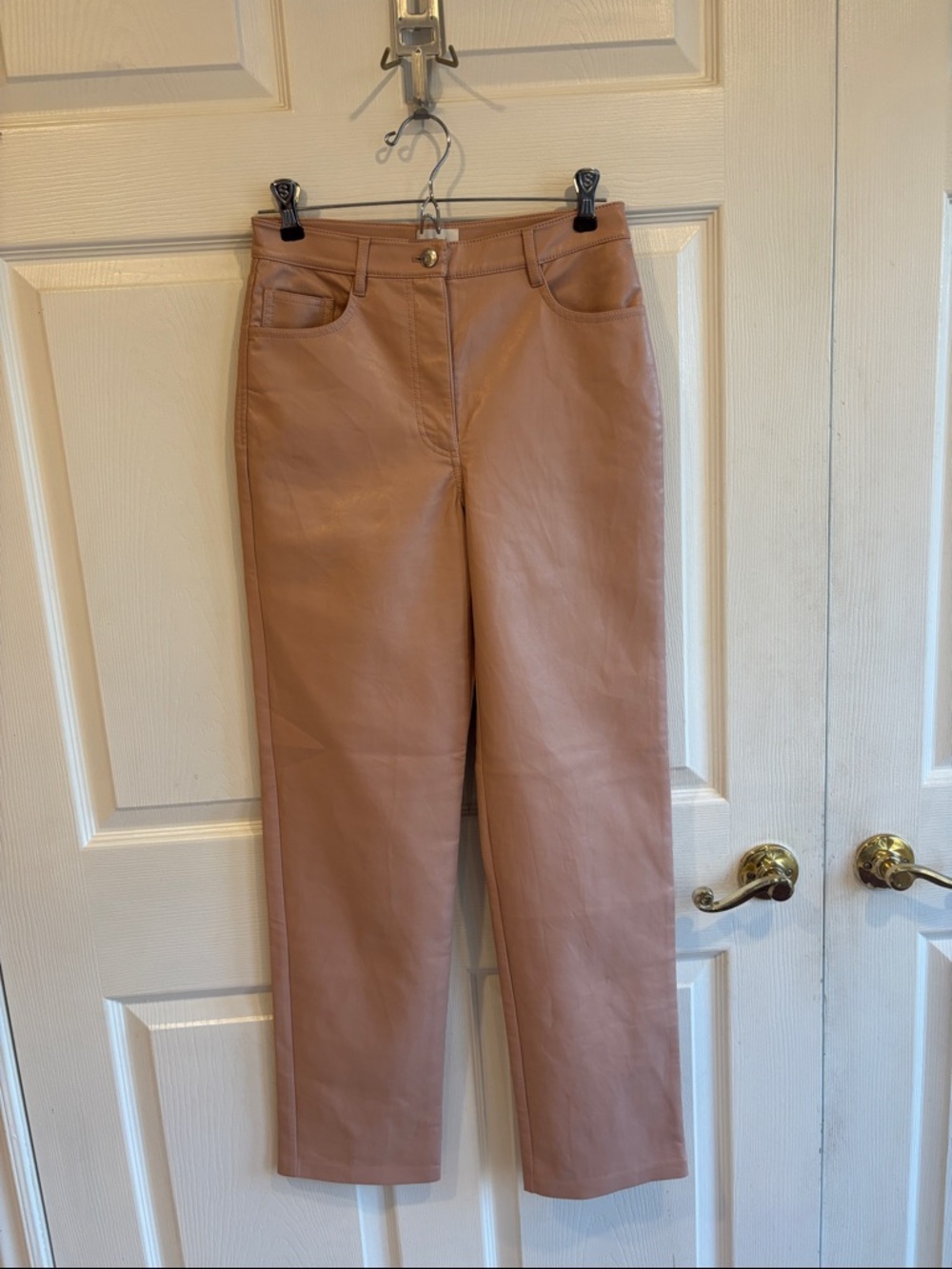 Wilfred faux leather trousers. High waist, straight leg. Pink blush. Size 4.